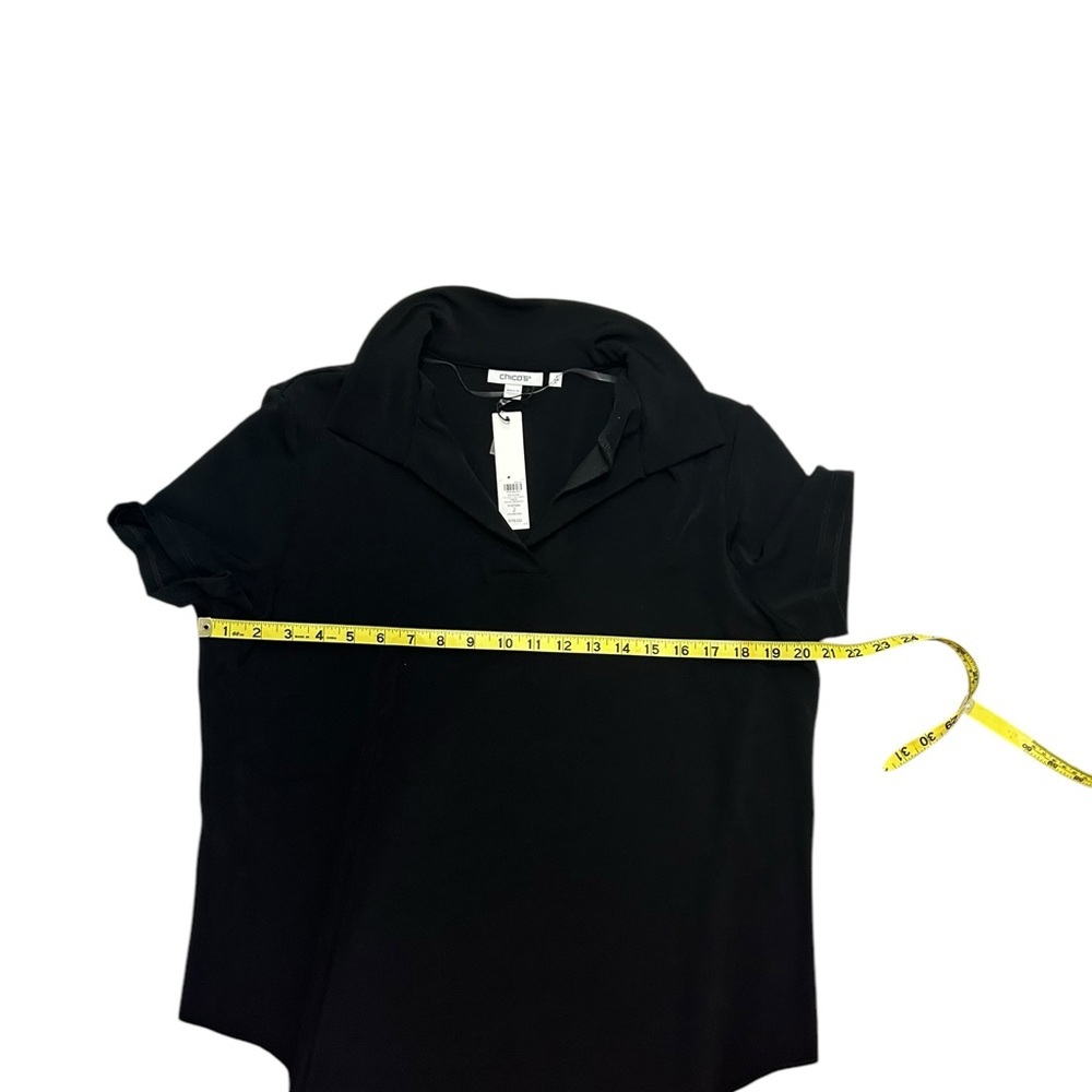 Chico's Travelers Slinky Collared V-Neck Dress Womens Size 2 Black Large Chicos - Picture 3 of 8